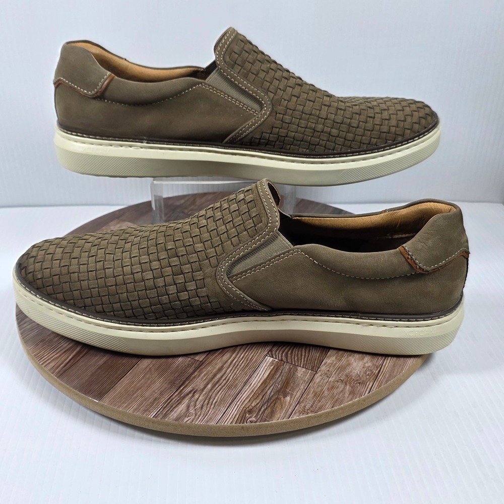 Johnston & Murphy McGuffey 2 Woven Slip On‎ Sneaker Mens 13 Taupe Nubuck Casual